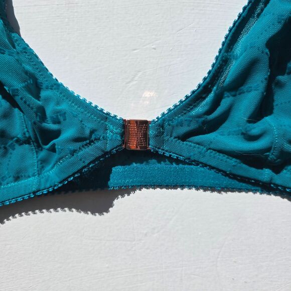 Savage X Fenty Bralette front closure no wire Women's size L blue green color - Picture 3 of 6